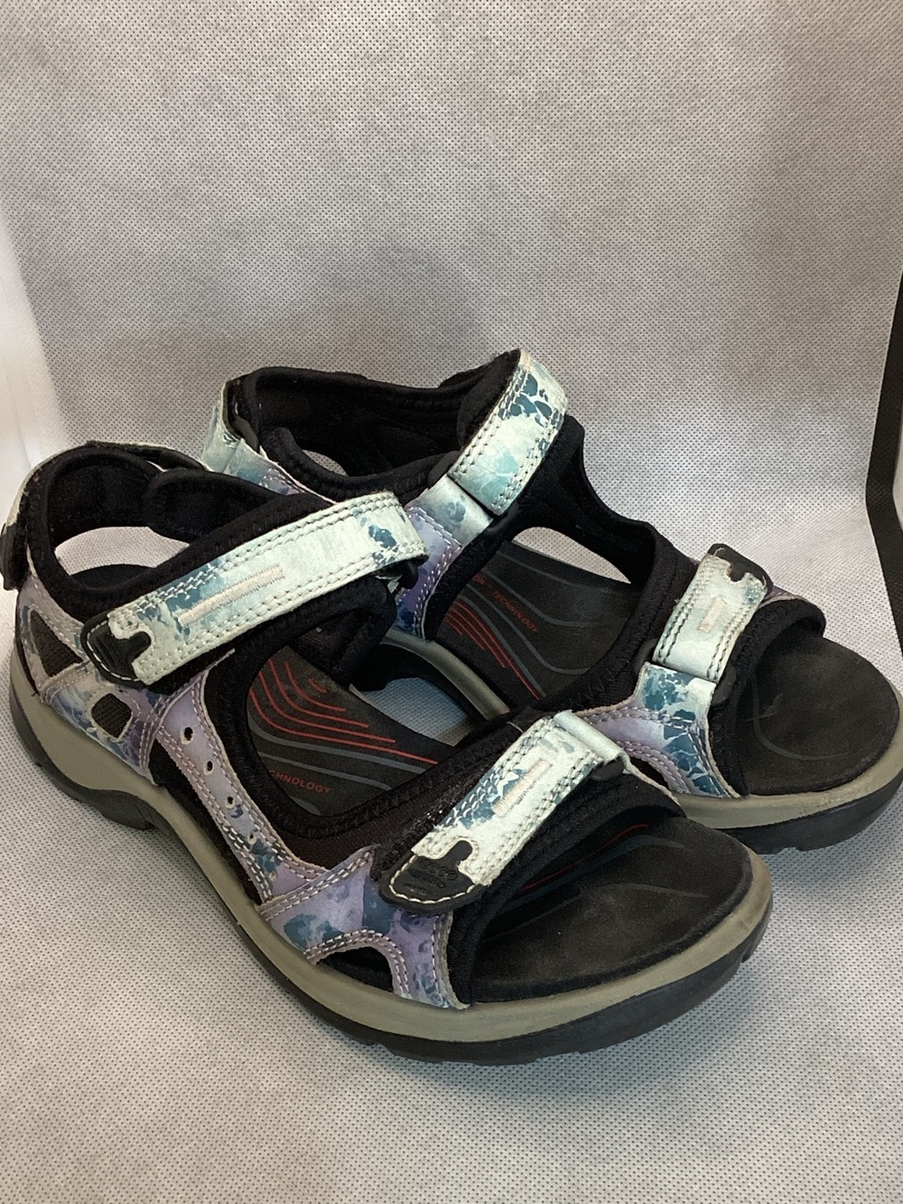 ECCO Yucatan Sport Sandals Blue Purple Adjustable Strap Comfort Hiking Women’s